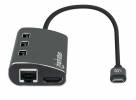 Manhattan USB-C 6-Port Hub/Dock/Converter, USB-C to USB-C (including Power Delivery), HDMI 4K, 3x USB-A and  RJ45 Ports Card Reader, 5 Gbps (USB 3.2 Gen1 aka USB 3.0), HDMI 4K@30Hz,   Mbps network, SD/Micro SD, 3 Year Warranty Dockingstation