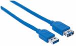 Manhattan USB 2.0/ USB 3.0 USB forlængerkabel 1m Blå