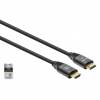 Manhattan HDMI Cable with Ethernet, 8K@60Hz (Ultra High Speed), 3m (Braided), Male to Male, Black, 4K@120Hz, Ultra HD 4k x 2k, Fully Shielded, Gold Plated Contacts, Lifetime Warranty, Polybag HDMI-kabel med Ethernet 3m Sort