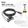 Club 3D Videoadapterkabel HDMI / VGA / audio 2m Sort