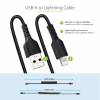 StarTech.com 1m (3ft) USB to Lightning Cable, MFi Certified, Coiled iPhone Charger Cable, Black, Durable and Flexible TPE Jacket Aramid Fiber, Heavy Duty Coil Charging Cable - Rugged USB Lightning Cable (RUSB2ALT1MBC) Lightning-kabel 1m