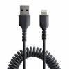 StarTech.com 1m (3ft) USB to Lightning Cable, MFi Certified, Coiled iPhone Charger Cable, Black, Durable and Flexible TPE Jacket Aramid Fiber, Heavy Duty Coil Charging Cable - Rugged USB Lightning Cable (RUSB2ALT1MBC) Lightning-kabel 1m