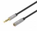Manhattan Stereo Audio 3.5mm Extension Cable, 3m, Male/Female, Slim Design, Black/Silver, Premium with 24 karat gold plated contacts and pure oxygen-free copper (OFC) wire, Lifetime Warranty, Polybag Forl&aelig;ngerkabel til audio 3m Sort S&oslash;lv