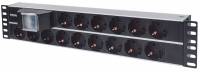 Intellinet 19 2U Rackmount 15-Way Power Strip - German Type, With Double Air , 3m Power Cord (Euro 2-pin plug) Stikd&aring;se 15-stik 16A Sort 3m