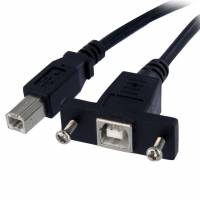 StarTech.com 1 ft Panel Mount USB Cable B to B - F/M - USB cable - USB Type B (F) to USB Type B (M) - USB 2.0 - 1 ft - molded, thumbscrews - black - USBPNLBFBM1 USB-kabel 30cm Sort