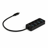 StarTech.com 4 Port USB C Hub, USB-C to 4x USB 3.0 Type-A Ports with Individual On/Off Port Switches, SuperSpeed 5Gbps USB 3.1/3.2 Gen 1, USB Bus Powered, Portable, 10 Attached Cable - Windows/macOS/Linux (HB30C4AIB) Sort