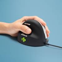 R-Go HE Mouse Ergonomisk mus, Medium (165-195mm), Venstre, Med kabel Kabling Sort S&oslash;lv