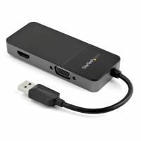 StarTech.com USB 3.0 to HDMI and VGA Adapter, 4K/1080p USB Type-A Dual Monitor Multiport Adapter Converter, External Video Graphics Card for Multiple Screens, Multi Display USB Adapter - USB 3.0 to HDMI VGA (USB32HDVGA) Videoadapter Sort S&oslash;lv