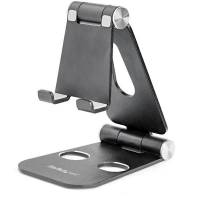 StarTech.com Phone and Tablet Stand - Foldable Universal Mobile Device Holder - Smartphones/Tablets - Adjustable Cell Phone Stand for Desk Skrivebordsstander Sort P/N DK30CHPH