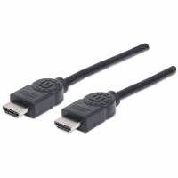 Manhattan HDMI Cable with Ethernet, 4K@30Hz (High Speed), 5m, Male to Male, Black, Ultra HD 4k x 2k, Fully Shielded, Gold Plated Contacts, Lifetime Warranty, Polybag HDMI-kabel med Ethernet 5m Sort