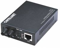 Intellinet Media Converter, Base-Tx to 100Base-Fx (ST) Multi-Mode, 2 km (1.24 mi) (Euro 2-pin plug) Medieoms&aelig;tter Ethernet Fast Ethernet