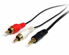 StarTech.com 3 ft Stereo Audio Cable - 3.5mm Male to 2x RCA Male - heaDPhone jack to RCA - Mini jack to RCA - 3.5mm to RCA (MU3MMRCA) Audiokabel Sort 92cm