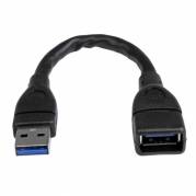 StarTech.com USB 3.0 USB forlængerkabel 15.2cm Sort