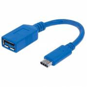 Manhattan USB 2.0 / USB 3.0 / USB 3.2 Gen 1 USB Type-C kabel 15cm Blå