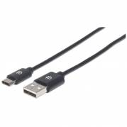 Manhattan USB 2.0 USB Type-C kabel 2m Sort