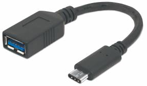 Manhattan USB 3.2 Gen 1 USB Type-C kabel 15cm Sort