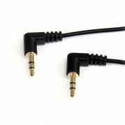 StarTech.com 1 ft. (0.3 m) Right Angle 3.5 mm Audio Cable - 3.5mm Slim Audio Cable - Right Angle - Male/Male - Aux Cable (MU1MMS2RA) Audiokabel Sort 30cm
