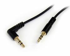 StarTech.com 1 ft. (0.3 m) Right Angle 3.5 mm Audio Cable - 3.5mm Slim Audio Cable - Right Angle - Male/Male - Aux Cable (MU1MMSRA) Audiokabel Sort 30cm