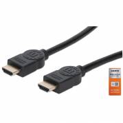 Manhattan HDMI Cable with Ethernet, 4K@60Hz (Premium High Speed), 5m, Male to Male, Black, Ultra HD 4k x 2k, Fully Shielded, Gold Plated Contacts, Lifetime Warranty, Polybag HDMI-kabel med Ethernet 5m Sort