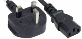 Manhattan Power Cord/Cable, UK 3-pin plug to C13 Female (kettle lead), 1.8m, 10A, Black, Lifetime Warranty, Polybag Str&oslash;mkabel 1.8m Sort