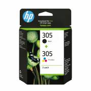 HP 305 2-Pack Tri-color/Black Original Sort, Cyan, Magenta, Gul 120 sider Bl&aelig;k