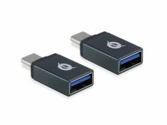 Conceptronic DONN03G DONN USB-C to USB-A OTG Adapter 2-Pack, USB 3.1 Gen 1, Male/ Female, Black]