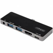 StarTech.com USB-C Digital Multiport Adapter, USB-C to 4K 60Hz HDMI 2.0, USB-C 100W Power Delivery Pass-Through Charging, 3-Port USB 3.0 Hub, Audio, USB-C - Portable USB-C Travel Dock Dockingstation