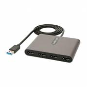 StarTech.com USB 3.0 to 4 HDMI Adapter, External Video & Graphics Card, USB Type-A to Quad HDMI Monitor Display Adapter Dongle, 1080p 60Hz, USB 3.0 to HDMI Adapter/Video Converter, Windows - Multi Monitor Adapter Videoadapterkabel 1m Sort Gr&aring;