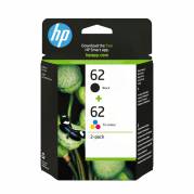 HP 62 Farve (cyan, magenta, gul) Pigmenteret sort Bl&aelig;k N9J71AE