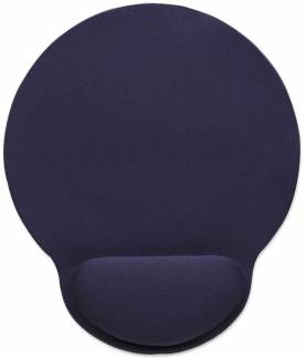Manhattan Wrist-Rest Gel Mouse Mat/Pad, 241 x 203 x 40 mm, non slip base, Blue, Lifetime Warranty, Card Retail Packaging Musem&aring;tte med h&aring;ndledsst&oslash;tte