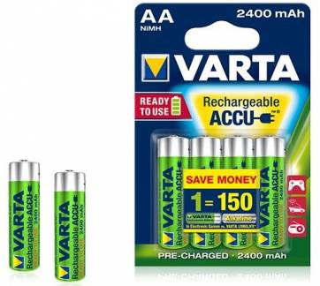 1x4 Varta Rechargeable Accu AA Ready2Use NiMH 2400 mAh Mignon