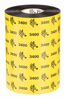 Zebra 3400 Wax/Resin Farveb&aring;nd refill (termisk overf&oslash;ring) Sort 03400BK08345