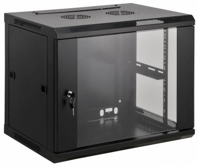 Intellinet Network Cabinet, Wall Mount (Standard), 20U, Usable Depth 500mm/Width 540mm, Black, Assembled, Max 60kg, Metal & Glass Door, Back Panel, Removeable Sides,Suitable also for use on desk or floor,19,Parts for wall install (eg screws/rawl plugs) n