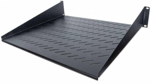 Intellinet 19 Cantilever Shelf, 2U, 2-Point Front Mount, 400mm Depth, Vented, Black Rackhylde Sort
