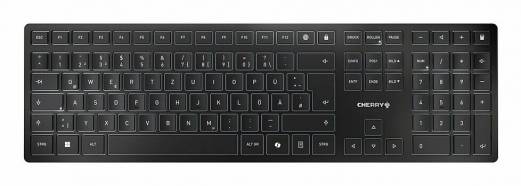 CHERRY KW 9100 SLIM tastatur Universel RF tr&aring;dl&oslash;s + Bluetooth QWERTY Portugisisk Sort, Gr&aring;