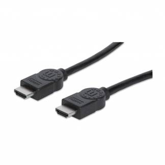 Manhattan HDMI Cable with Ethernet, 1080p@60Hz (High Speed), 10m, Male to Male, Black, Fully Shielded, Gold Plated Contacts, Lifetime Warranty, Polybag HDMI-kabel med Ethernet 10m Sort