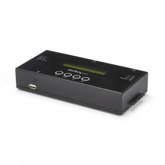 StarTech.com 1 1 Hard Drive Duplicator and Eraser for 2.5/ 3.5 SATA (I/II/III) & SAS (I/II) HDD SSD - LCD & RS-232 - Cloner & Wiper (SATSASDUPE11)