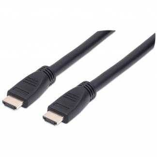 Manhattan HDMI Cable with Ethernet (CL3 rated, suitable for In-Wall use), 4K@60Hz (Premium High Speed), 10m, Male to Male, Black, Ultra HD 4k x 2k, In-Wall rated, Fully Shielded, Gold Plated Contacts, Lifetime Warranty, Polybag HDMI-kabel med Ethernet 10m