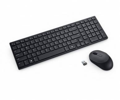 DELL KM555 tastatur Mus inkluderet Universel RF tr&aring;dl&oslash;s + Bluetooth QWERTY Russisk Sort