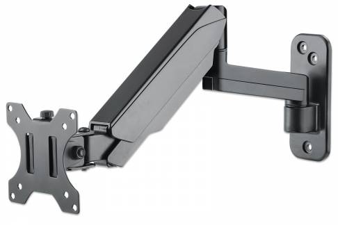 Manhattan TV & Monitor Mount, Wall, Spring Arm, 1 screen, Screen Sizes 17-32, Black, VESA 75x75 to 100x100mm, Max 8kg, Height Adjustable Swivel Arm (3 pivots), Lifetime Warranty
