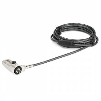 StarTech.com 6.5&rsquo; (2m) Laptop Cable Lock, 4 Digit Combination Laptop/Desktop Security Cable Lock for Wedge Slot Computers/Laptops, Anti-Theft Vinyl-Coated Steel Combo Cable Lock, Portable - Wedge Slot Laptop Lock (LTLOCKNBL) Sikkerhedskabelsl&aring;s