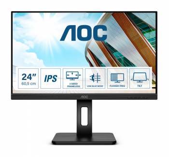 AOC Q24P2Q 23.8 2560 x 1440 (2K) VGA (HD-15) HDMI DisplayPort 75Hz Pivot Skærm