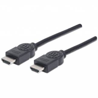 Manhattan HDMI Cable with Ethernet, 4K@30Hz (High Speed), 5m, Male to Male, Black, Ultra HD 4k x 2k, Fully Shielded, Gold Plated Contacts, Lifetime Warranty, Polybag HDMI-kabel med Ethernet 5m Sort