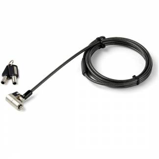 StarTech.com 6.5' (2m) 3-in-1 Universal Laptop Cable Lock, Keyed Laptop/Desktop Security Cable Lock Compatible w/ K-Slot, Nano & Wedge Slot Computer, Anti-Theft Steel Cable Lock w/ Keys - Universal Laptop Lock (LTULOCKKEY) Sikkerhedskabelsl&aring;s