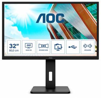 AOC Q32P2 31.5 2560 x 1440 (2K) HDMI DisplayPort 75Hz Pivot Skærm