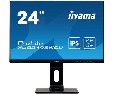 iiyama ProLite XUB2495WSU-B3 24.1 1920 x 1200 (WUXGA) VGA (HD-15) HDMI DisplayPort 60Hz Pivot Skærm