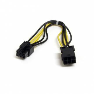 StarTech.com 6 pin PCI Express-strøm (male) - 6 pin PCI Express-strøm (female) Sort 20cm Forlængerkabel til strøm