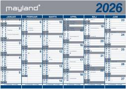 Kæmpekalender 2x6 mdr. papir 2026 (i plastpose) 26064100 