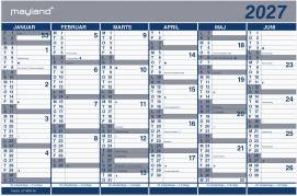 Kontorkalender Dobbelt halvårs kalender 2027 