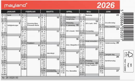 Mini kalender 2026